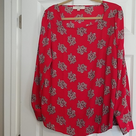 LOFT Tops - Loft Red Printed Blouse